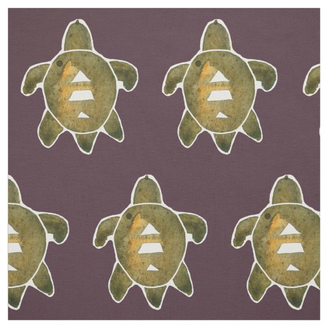 Tribal Turtle Petroglyph Style Art Burgundy Red Fabric (Swatch)