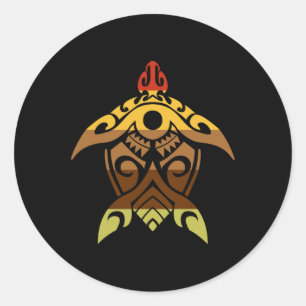 Tribal Turtle Thanksgiving Day Cool Polynesian Fal Classic Round Sticker