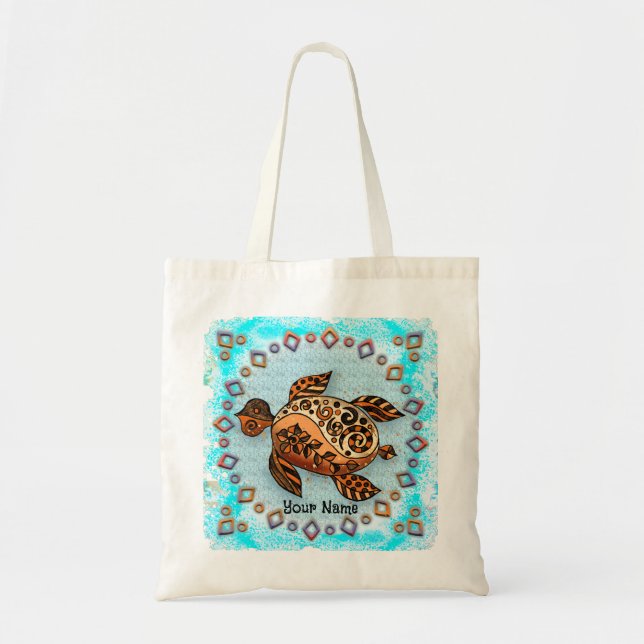 Tribal Turtle Tote Bag (Front)