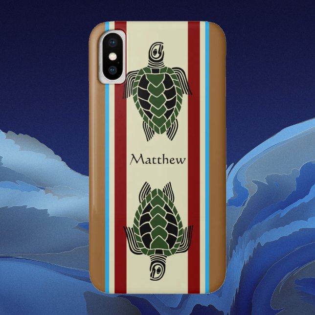 Tribal Turtles Case-Mate iPhone Case (Tribal Turtles with Stripes Phone Case)
