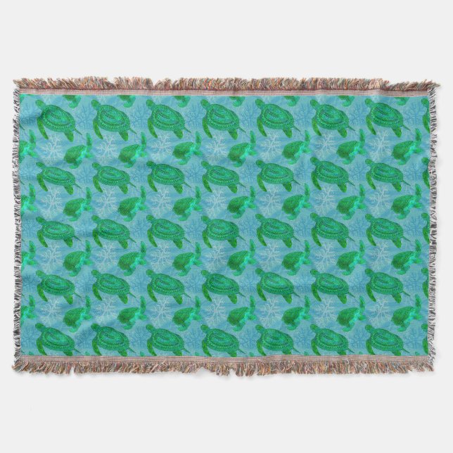 Tribal Turtles Throw Blanket (Front)