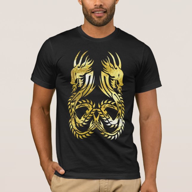 tribal twin dragon 1 dark tee (Front)