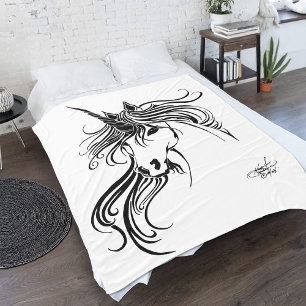 Tribal Unicorn Fleece Blanket