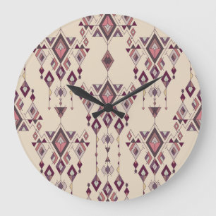 Tribal Vintage Ethnic Seamless Aztec Large Clock