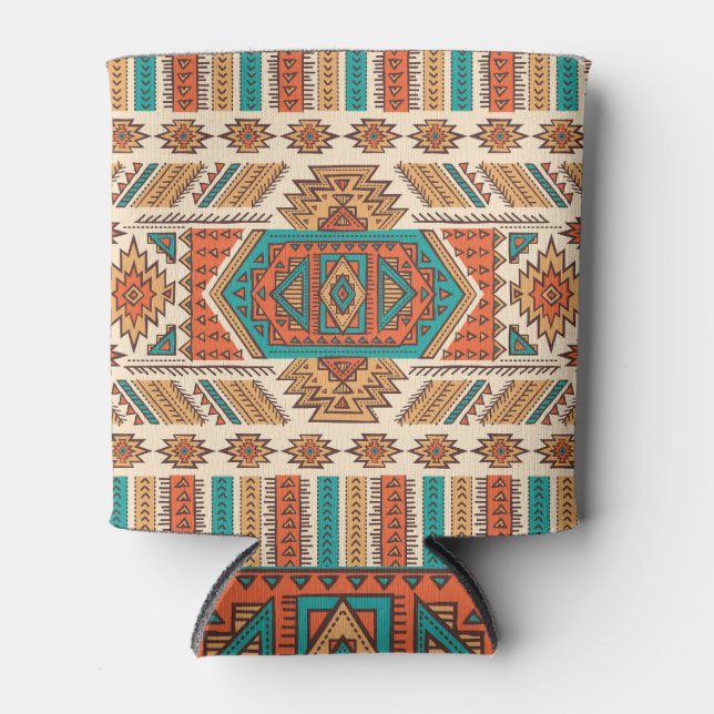 Tribal Vintage: Ethnic Seamless Pattern Can Cooler (Front)