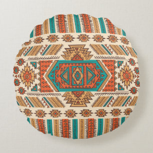 Tribal Vintage: Ethnic Seamless Pattern Round Cushion
