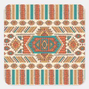 Tribal Vintage: Ethnic Seamless Pattern Square Sticker