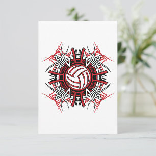 Tribal Volleyball Mandala Red and Black Sports Invitation
