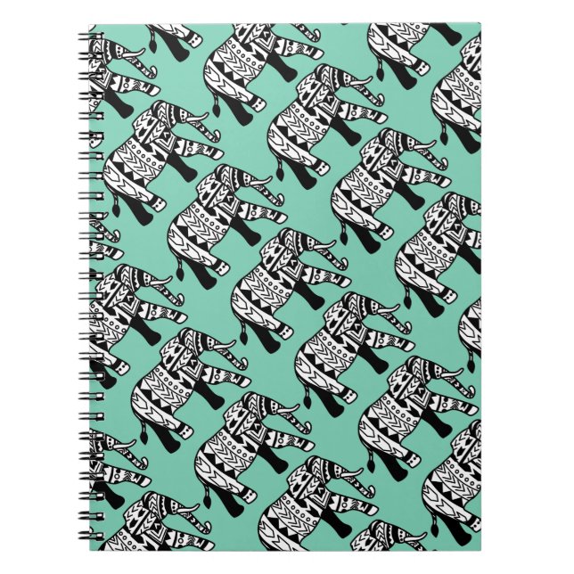 Tribal Walking Elephant Notebook (Front)