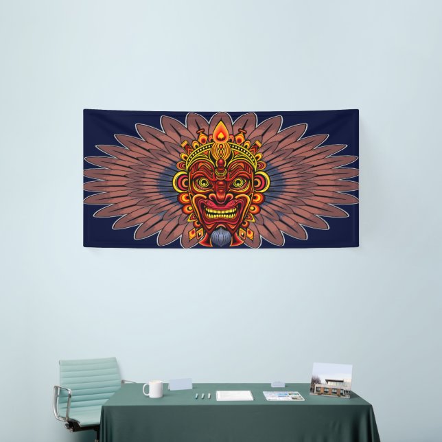 Tribal Warrior King Ritual Mask Banner (Tradeshow)