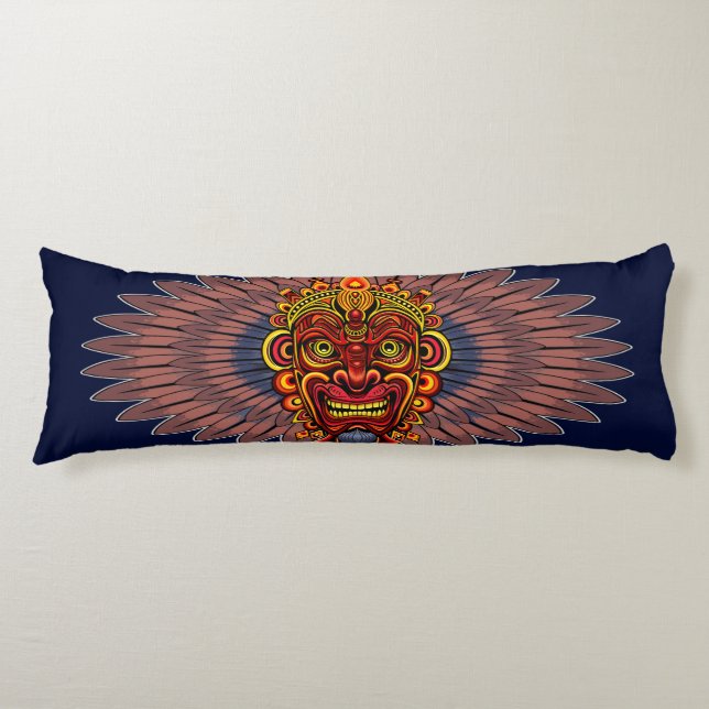 Tribal Warrior King Ritual Mask Body Cushion (Front)