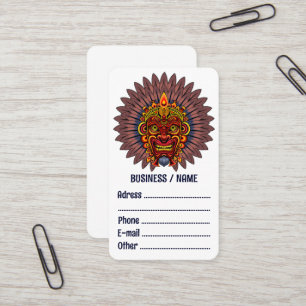 Tribal Warrior King Ritual Mask Business Card