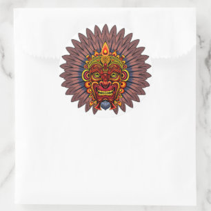 Tribal Warrior King Ritual Mask Classic Round Sticker