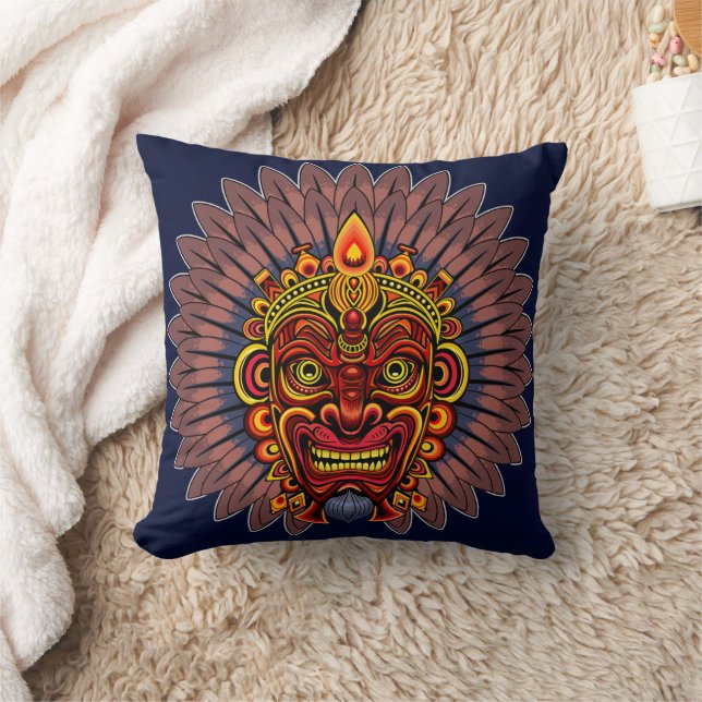 Tribal Warrior King Ritual Mask Cushion (Blanket)