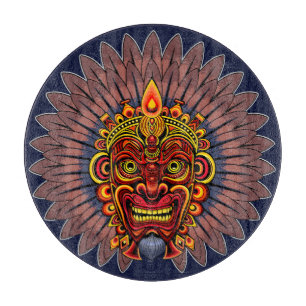 Tribal Warrior King Ritual Mask Cutting Board