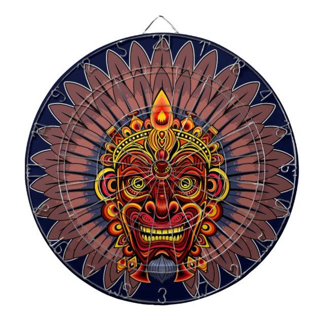 Tribal Warrior King Ritual Mask Dartboard (Front)