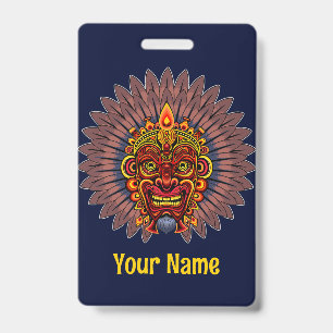 Tribal Warrior King Ritual Mask ID Badge