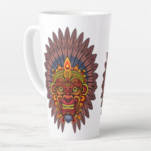 Tribal Warrior King Ritual Mask Latte Mug
