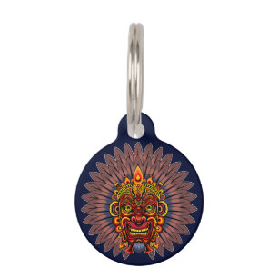 Tribal Warrior King Ritual Mask Pet Tag