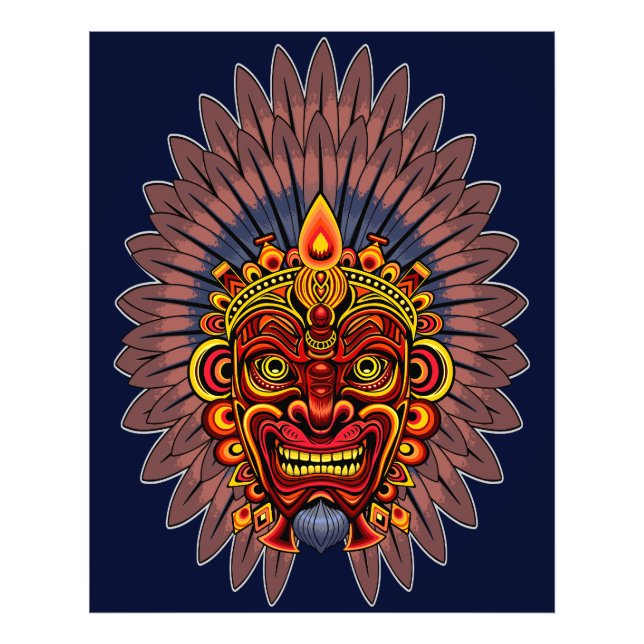 Tribal Warrior King Ritual Mask Photo Print (Front)