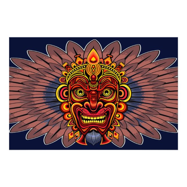 Tribal Warrior King Ritual Mask Photo Print (Front)