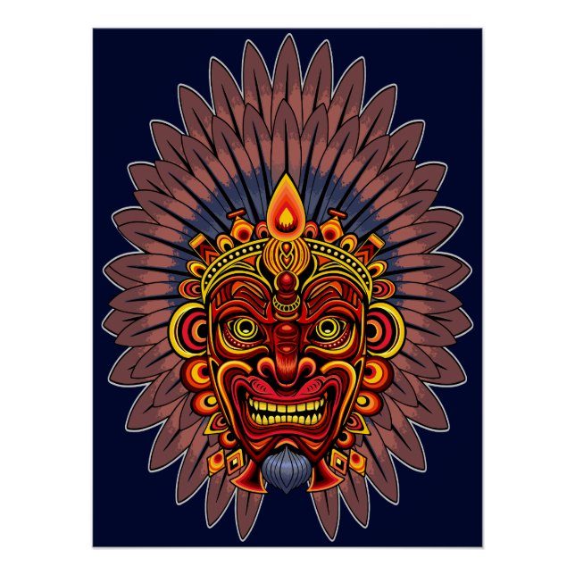 Tribal Warrior King Ritual Mask Poster (Front)