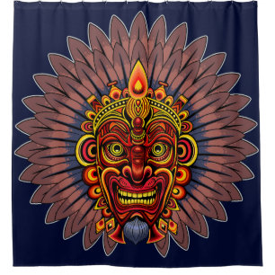 Tribal Warrior King Ritual Mask Shower Curtain