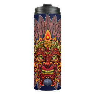 Tribal Warrior King Ritual Mask Thermal Tumbler