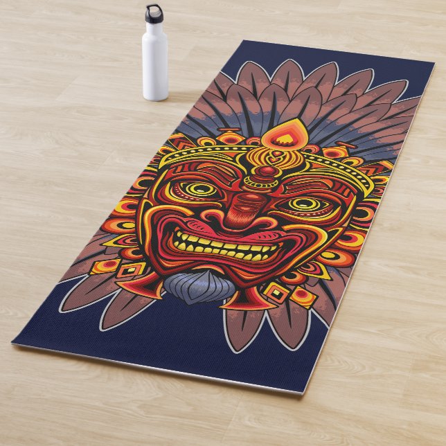 Tribal Warrior King Ritual Mask Yoga Mat (In Situ)
