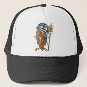Tribal Warrior Skull Trucker Hat