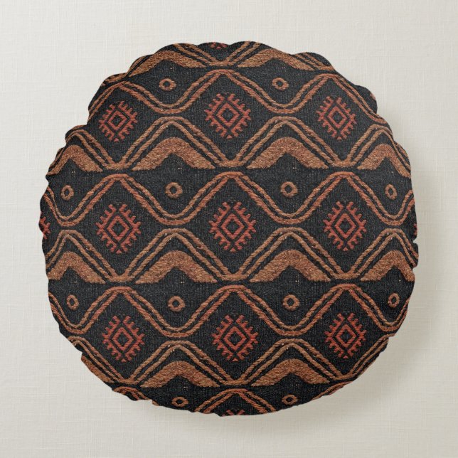 Tribal Wave Textile Pattern  Round Cushion (Front)