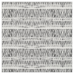 Tribal weave black white drawn pattern fabric