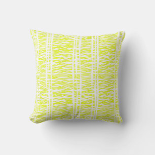 Tribal weave bright yellow green throw pillow