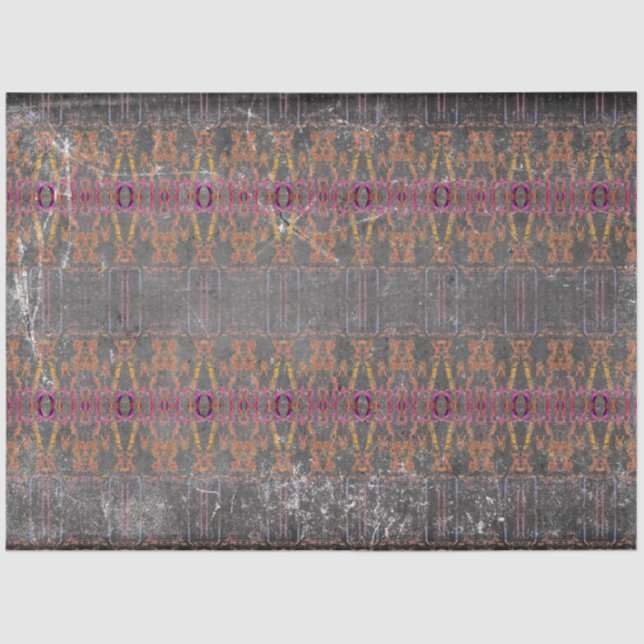 Tribal Western Brown Grey Purple Texture Pattern Tissue Paper (Front)