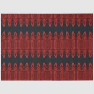 Tribal Western Red Black Art Pattern Bull Skull Tissue Paper