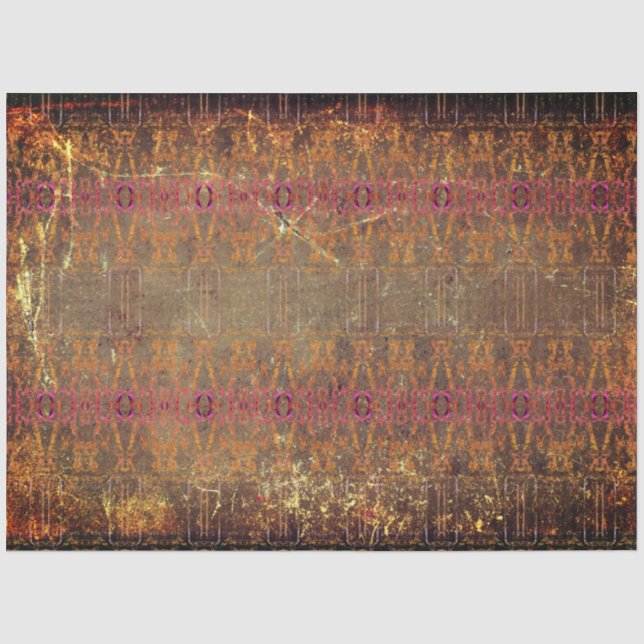 Tribal Western Rust Brown Purple Texture Pattern Tissue Paper (Front)