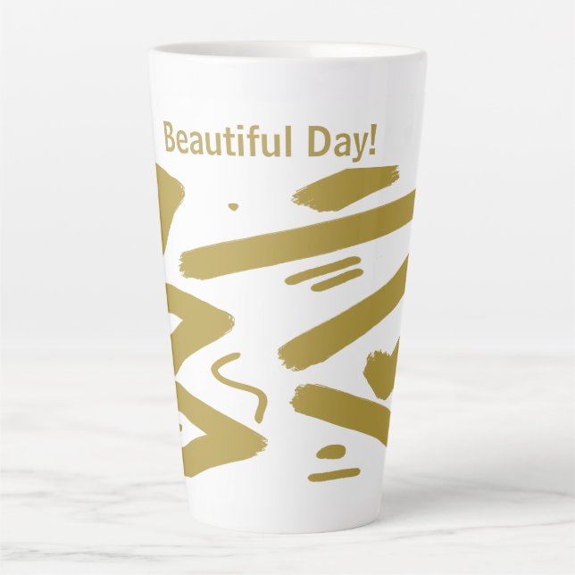 Tribal White and Gold   Latte Mug (Front)