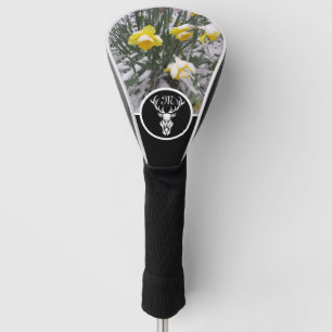 Tribal White Buck Silhouette Monogram w Photo Golf Head Cover