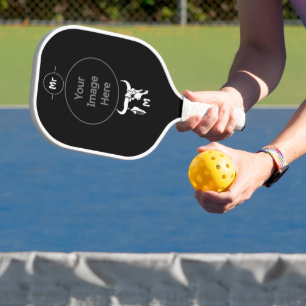 Tribal White Longhorn Bull Skull w White Feather Pickleball Paddle