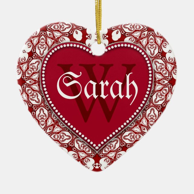 Tribal White Red Name Door Signs Ornament (Front)