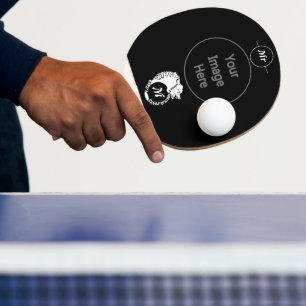 Tribal White Wolf Head Silhouette Laurel Monogram Ping Pong Paddle