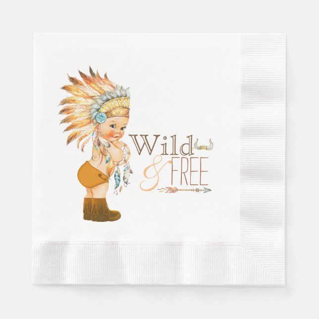 Tribal Wild and Free Boy Baby Shower Napkin (Front)