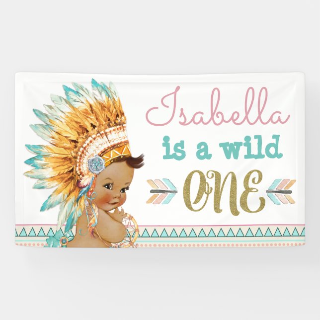 Tribal Wild One Birthday Banner 1st Birthday (Horizontal)