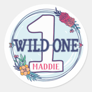 Tribal Wild One Personalised First Birthday Classic Round Sticker