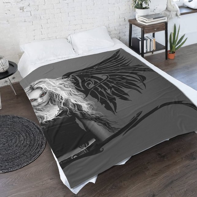 Tribal Wings Fallen Angel Red Fleece Blanket (Creator Uploaded)