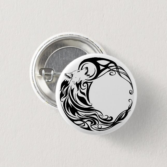 Tribal Wolf 3 Cm Round Badge (Front & Back)