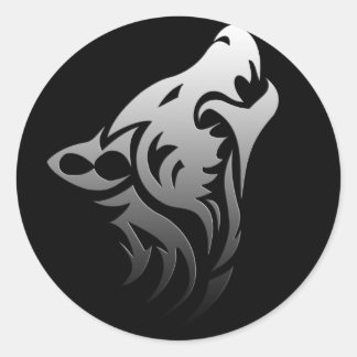 Tribal Wolf Classic Round Sticker