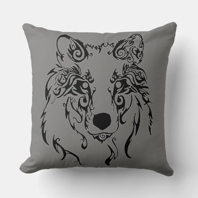 Tribal Wolf Cushion (Front)
