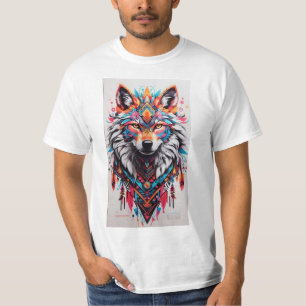 Tribal Wolf Mandala T-Shirt - Vibrant and Unique