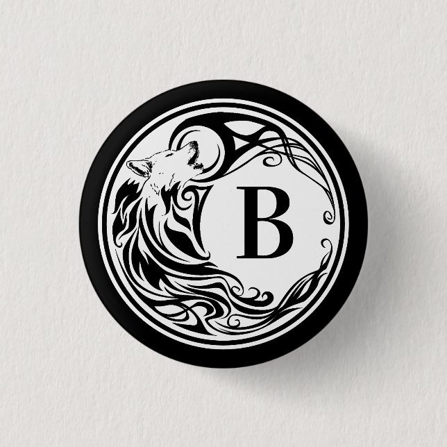 Tribal Wolf Monogram 3 Cm Round Badge (Front)